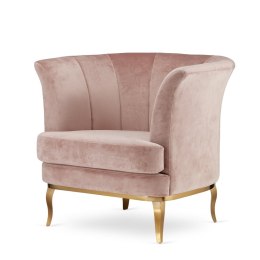 Fotel Splendor velvet styl glamour ze złotymi dodatkami tapicerowany Pudrowy róż (5187-32)
