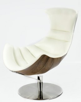 Fotel Vasto Lounge Chair skóra naturalna obrotowy do salonu Jasny orzech Biały
