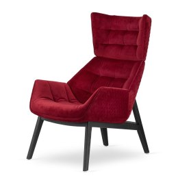 Fotel Vojens velvet styl skandynawski tapicerowany wypoczynkowy wygodny do salonu Czerwony (5187-37)