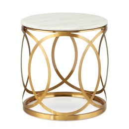 Okrągły stolik kawowy złoty glamour marmur Rotondo Biały