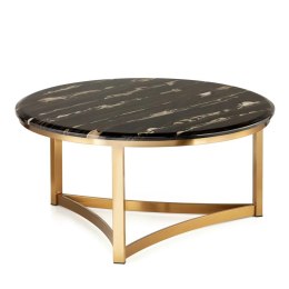 Stolik Marron mały okrągły stolik kawowy marmur stylu glamour Czarny Złoty