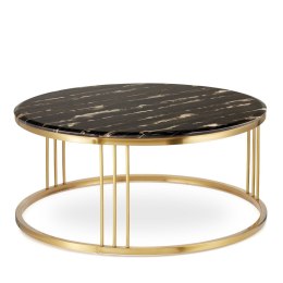 Vivien duży okrągły stolik kawowy marmur styl glamour Czarny Złoty