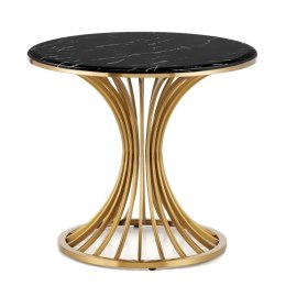 Złoty okrągły stolik kawowy glamour marmur Dritto