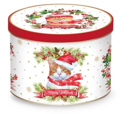 Kot w Czapce Mikołaja Kubek Porcelanowy w Ozdobnej Puszce 350 ml