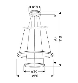 LUNE LAMPA WISZĄCA 50 OKRĄGŁY PODWÓJNY 40W LED 4000K CZARNY