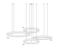 Lampa wisząca CIRCLE 80+80+100+120 LED nikiel na 1 podsufitce